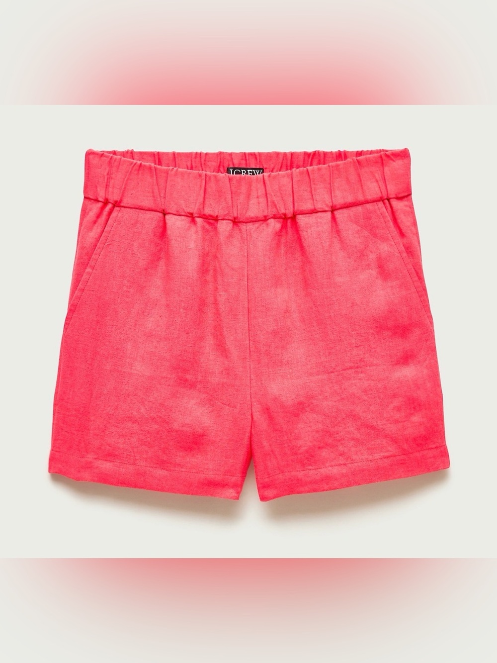 J. Crew Bright Fuchsia Elastic Waist Linen Shorts